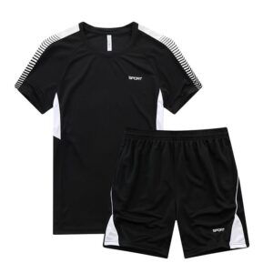 Adult Black Crew Neck Short Sleeved Shorts Suit