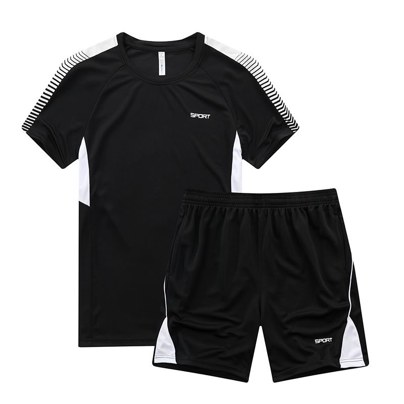 Adult Black Crew Neck Short Sleeved Shorts Suit