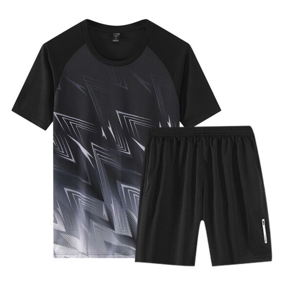 Adult Gray-Black Soccer Sports Suit Breathable Sweat Wicking Suit