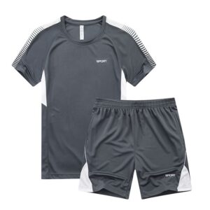 Adult Gray Crew Neck Short Sleeved Shorts Suit
