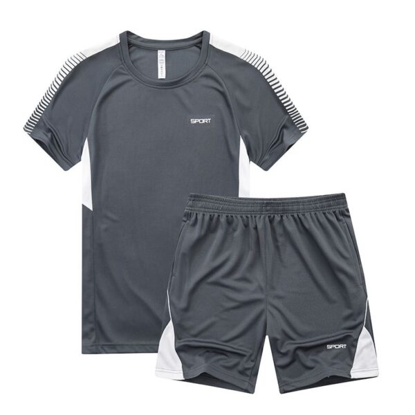 Adult Gray Crew Neck Short Sleeved Shorts Suit