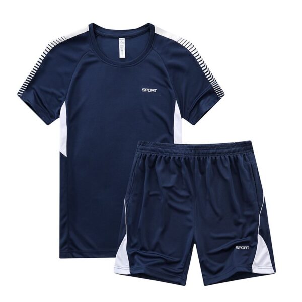 Adult Navy-Blue Crew Neck Short Sleeved Shorts Suit Adult Navy-Blue Crew Neck Short Sleeved Shorts Suit
