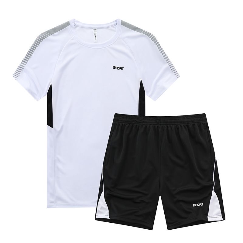 Adult Black Crew Neck Short Sleeved Shorts Suit
