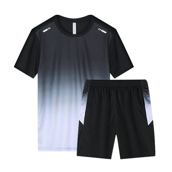Adult White-Black Fitness Quick-drying Sportswear Suit