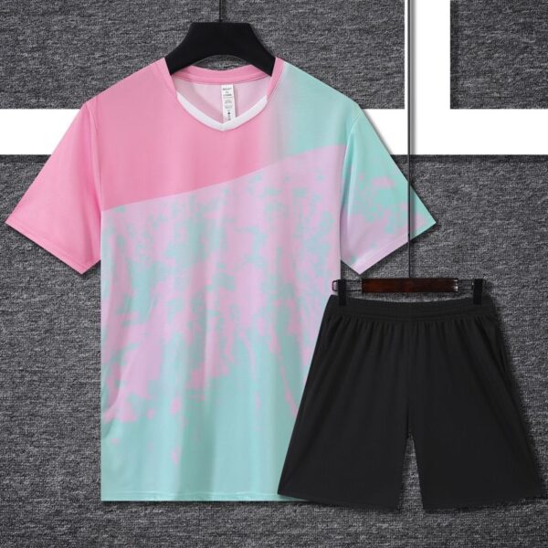 Men's Red-Black Short Sleeved Badminton Suit