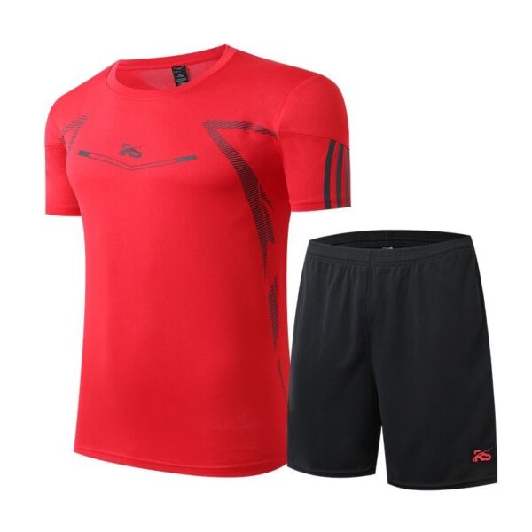 Men's Red-Black Running Fitness Quick-Drying Suit