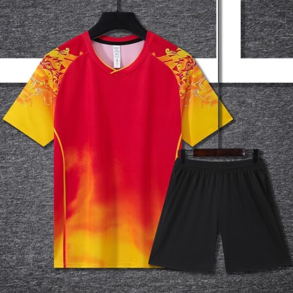Men's Pink-Black Short Sleeved Badminton Suit