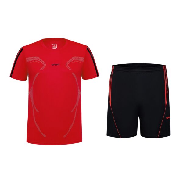 Men's Red-Black Summer Sports Training Breathable Suit