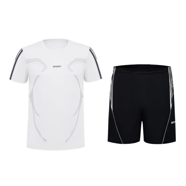 Men's White-Black Summer Sports Training Breathable Suit
