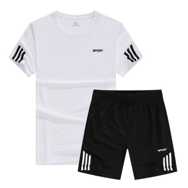 Men's White-Black Summer Sports Training Suit